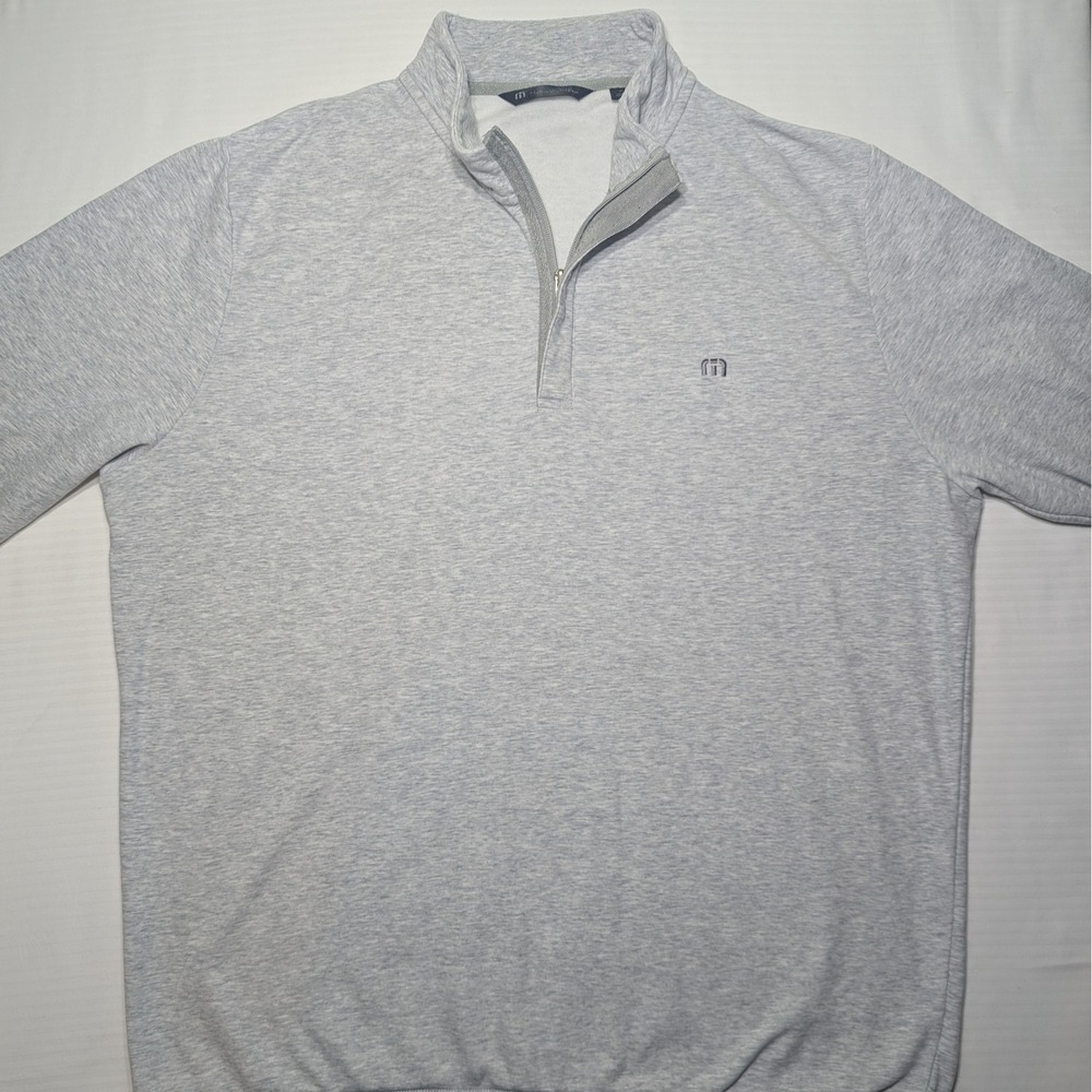 TravisMathew Men XL Quarter Zip Pullover Sweatshirt Cotton Blend Heather Gray
